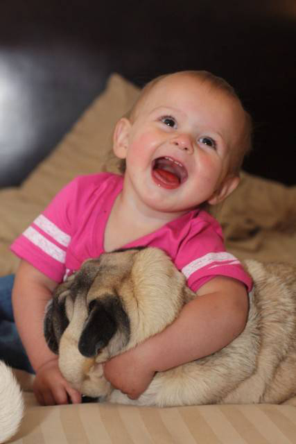 Baby with Vodafone Dogs Very Cute