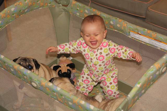Baby with Vodafone Dogs Very Cute