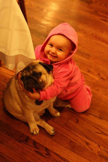 Baby with Vodafone Dogs Very Cute