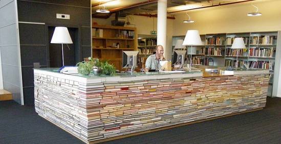 Book Desk Made of Recycled Books in Dutch City of Delft