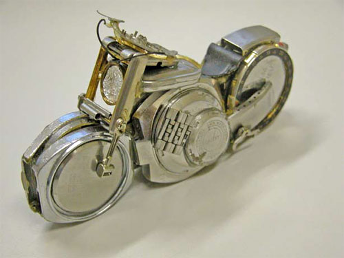 Bike Sculptures Using Recycled Watches