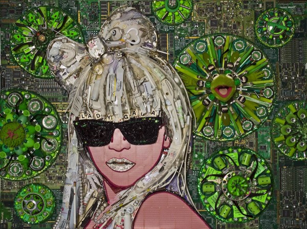 Bizarre Celebrity Portraits Made out of Trash
