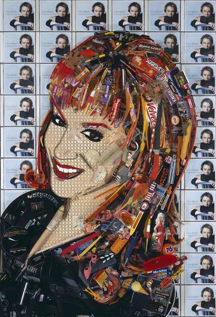 Bizarre Celebrity Portraits Made out of Trash