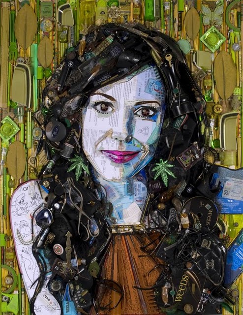 Bizarre Celebrity Portraits Made out of Trash