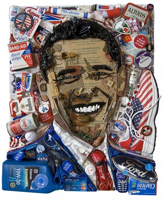 Bizarre Celebrity Portraits Made out of Trash