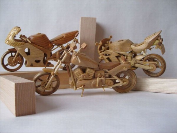 Wonderful Wooden Miniature Motorcycles