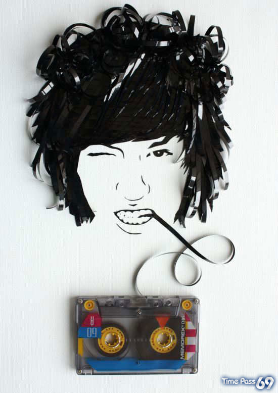 Portraits Made Out of Cassette Tapes