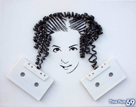 Portraits Made Out of Cassette Tapes