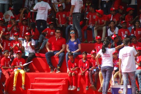 Salman Khan plays a football match with young champs