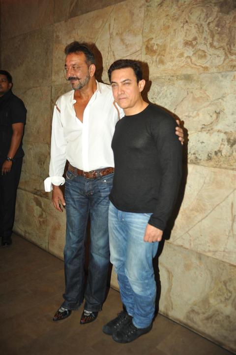 Sanjay Dutt with Aamir Khan at 'PK' special screening